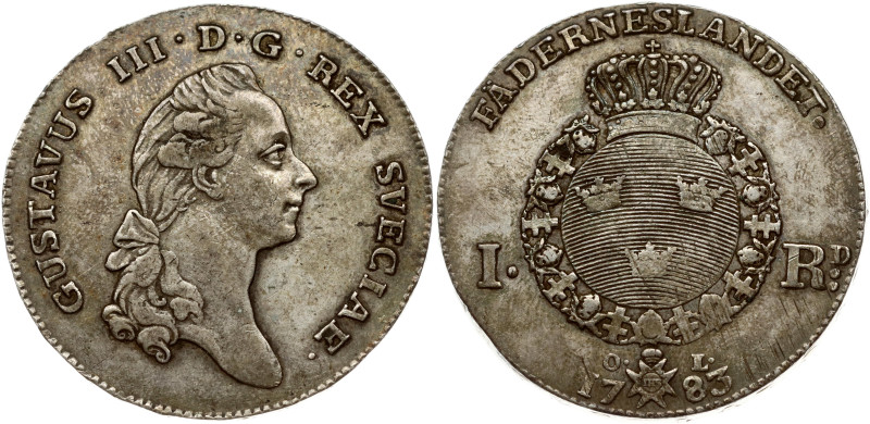 Sweden. Gustav III (1771-1792). 1 Riksdaler 1783 OL. Silver 29.13 g. Dav. 1736, ...