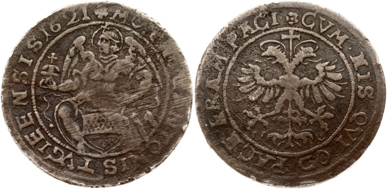 Switzerland, Zug. 1/2 Taler 1621. Silver 13.39 g. KM 28. Slight surface damage. ...