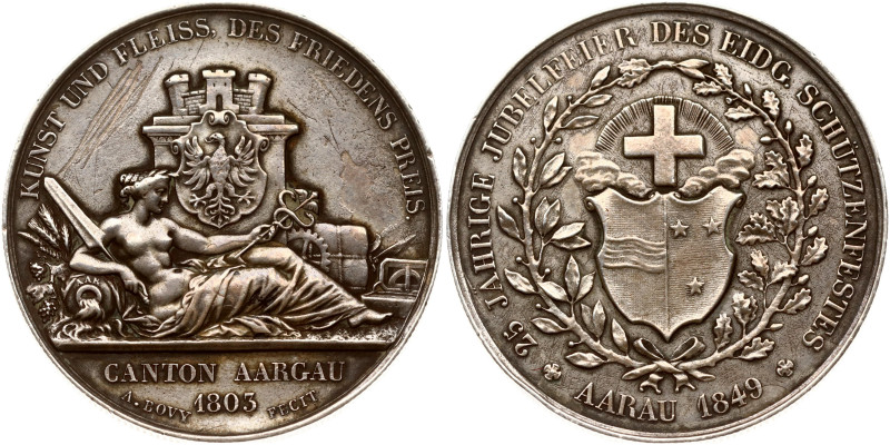 Switzerland, Aargau. Medal 1849 25th Anniversary Federal Shooting Festival in Aa...