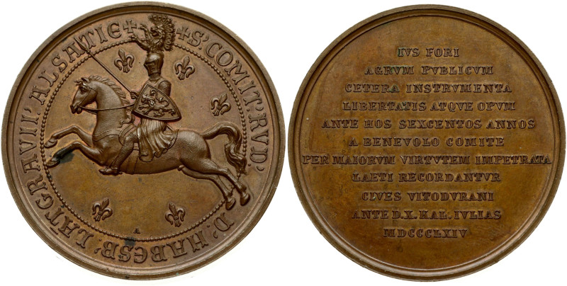 Switzerland, Zurich. Bronze Medal 1864 600 years of granting market rights to th...