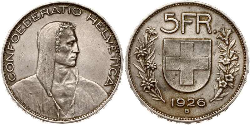 Switzerland. 5 Francs 1926 B, Herdsman. Silver 24.96 g. KM 38.
