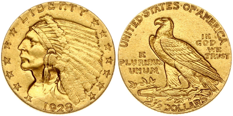 USA. 2½ Dollars 1928, Philadelphia. 'Indian Head - Quarter Eagle'. Gold 4.15 g. ...