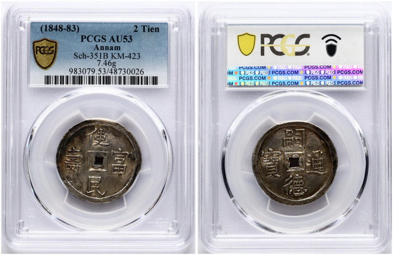 Vietnam. Tu Duc (1847-1883). 2 Tien ND (1848-1883). Silver. KM 423. PCGS AU 53.