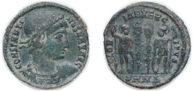 Rome Roman Empire 306-337 Nummus - Constantinus I (GLORIA EXERCITVS; Rome) Bronze Nicomedia, Bithynia Mint 2.26g VF RIC VII 327 OCRE ric.7.rom.327