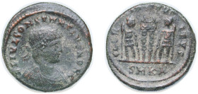 Rome Roman Empire 331 - 334 AE Follis - Constantius II (GLORIA EXERCITVS; SMKA) Bronze Cyzicus Mint 2.5g VF RIC VII 86 OCRE ric.7.cyz.86