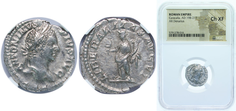 Rome Roman Empire 206 - 210 AR Denarius - Caracalla (LIBERALITAS AVG VI; Liberal...