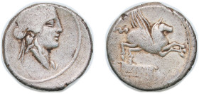 Rome Roman Republic (ancient) 90 BC AR Denarius (Titia: Quintus Titius; Liber / Q•TITI) Silver (.950) Rome Mint 3.81g VF RRC 341/2 CRR 692 RSC 2 RCV I...
