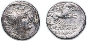 Rome Roman Republic (ancient) 91 BC AR Denarius (Junia: Decimus Junius Silanus; D•SILANVS•L•F ROMA) Silver Rome Mint 3.64g VF RRC 337/3 CRR 646 RSC 15...