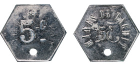 Algeria French Overseas Department ND Jeton - Les mines de Taghit (Constantine, Rare) Nickel plated zinc 2.6g VF Not referenced in the Lecompte