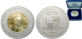 Andorra Principalty 1996 20 Diners - Joan Martí i Alanis (Charlemange) With 1gr gold (.917) Silver (.925) Milan Mint (5000) 25g BU KM 122
