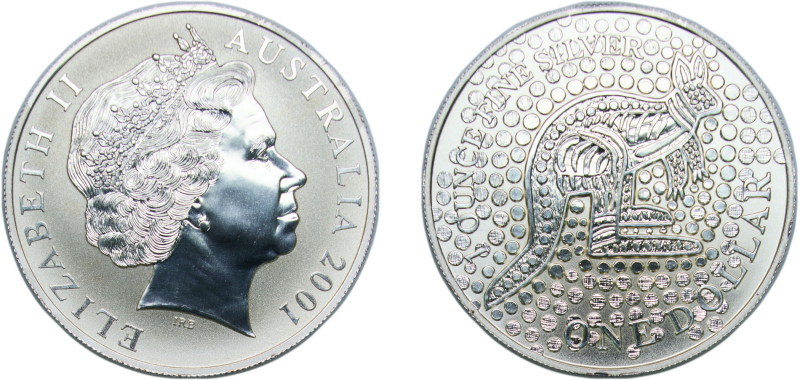 Australia Commonwealth 2001 1 Dollar - Elizabeth II (4th Portrait - Silver Kanga...