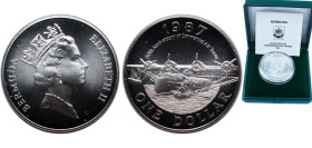 Bermuda British Overseas Territory 1987 1 Dollar - Elizabeth II (Commercial Aviation; Silver Proof Issue) Silver (.925) (5000) 28.28g BU KM 52a
