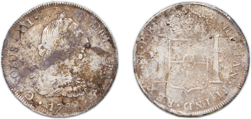 Bolivia Spanish colony 1788 PTS PR 8 Reales - Charles III Silver (.903) Potosi M...