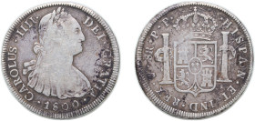 Bolivia Spanish colony 1800 PTS PP 8 Reales - Charles IV Silver (.896) Potosi Mint 26.86g VF KM 73