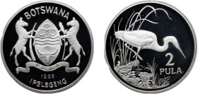 Botswana Republic 1986 2 Pula (Slaty Egret) Silver (.925) (25000) 28.28g PF KM 18 Schön 18