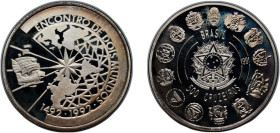 Brazil Federative Republic of Brazil 1991 500 Cruzeiros (Ibero-American Series) Silver (.925) Rio de Janeiro Mint (40025) 27.11g PF KM 621 Schön 130