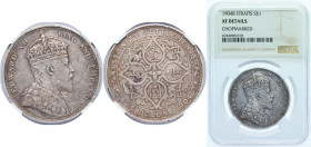 British Malaysia Straits Settlements British colony 1904 B 1 Dollar - Edward VII Silver (.900) Bombay Mint (20364664) 26.95g NGC XF Chopmarked KM 25 Y...