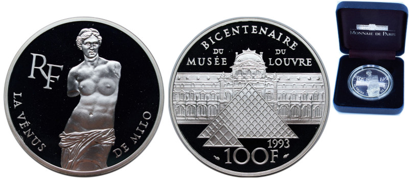 France Fifth Republic 1993 100 Francs (Vénus de Milo) Silver (.900) Paris Mint (...