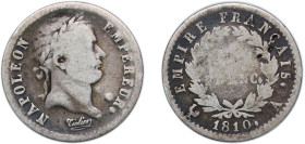 France First Empire 1810 A ½ Franc - Napoleon I Silver (.900) Paris Mint (1362232) 2.32g VF F 178 Gad 399 KM 691.1