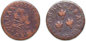 France Comtat Venaissin French feudal 1636 Double Tournois - Urban VIII (Anthony Barberini Legate) Copper Avignon Mint 3.37g VF CGKL 770 Dy féodales 2...