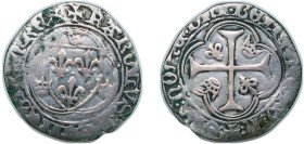 France Kingdom 1436 - 1461 Blanc - Charles VII Silver 2.77g VF Dy royales 519