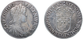 France Kingdom 1652 G ½ Ecu with long wick - Louis XIV Silver (.917) Poitiers Mint (1011256) 13.34g VF Dy royales 1470 GadR 169 Ciani 1850