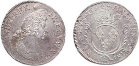 France Kingdom 1694 A 1 Ecu - Louis XIV Silver Paris Mint 27.2g XF Dy royales 1520 GadR 217 Ciani 1894