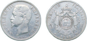 France Second Empire 1855 A 5 Francs - Napoleon III Silver (.900) Paris Mint (4094200) 24.83g VF KM 782.1