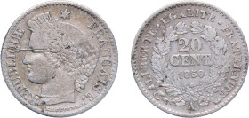 France Second Republic 1850 A 20 Centimes Silver (.900) Paris Mint 0.96g VF Scratches F 146 Gad 303 KM 758.1