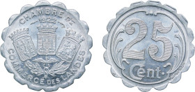 France Department of Landes Third Republic 1922 25 Centimes Aluminium Paris Mint (100000) 1.73g UNC El Mon. 10.3 El Mon. 10.6