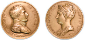 France First Empire Dated 1814 Medal - Napoleon I & Marie Louise (The Defense of the Empire) Bronze 36.91g UNC Bramsen 1331