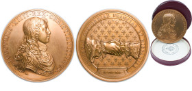 France Kingdom Dated 1660 History Medal - Louis XIV (Concorde avec l'Espagne) Bronze 134.8g UNC