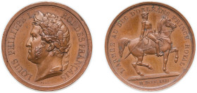 France Kingdom Dated 1842 Medal - Louis Philippe I (Tribute to the Duc d'Orléans, who died on July 13, 1842) Copper 9.12g UNC