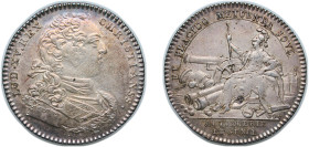 France Kingdom 1735 Jeton - Louis XV (Artillerie et Génie) Silver 6.05g XF Feu 1136