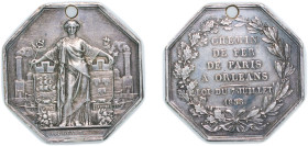 France Kingdom 1838 Jeton - Louis Philippe I (Paris à Orléans, Railway Token) Silver 23.21g VF Holed