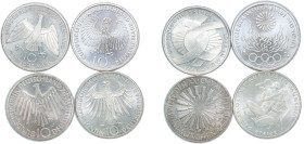 Germany Federal Republic of Germany 1972 Olympic Games in Munich 10 Deutsche Mark Set (4 Lots) Silver BU