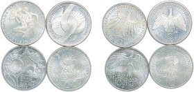 Germany Federal Republic of Germany 1972 Olympic Games in Munich 10 Deutsche Mark Set (4 Lots) Silver BU
