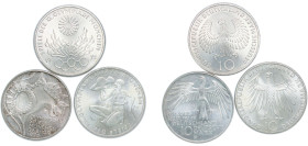 Germany Federal Republic of Germany 1972 Olympic Games in Munich 10 Deutsche Mark Set (3 Lots) Silver BU