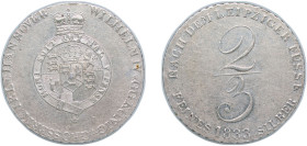 Germany Kingdom of Hannover German states 1833 ⅔ Thaler - William IV Silver (.993) 13.1g AU KM 151.1 AKS 67 J 34a