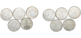 Germany Third Reich 1934-1939 2 Reichsmark (5 Lots) Silver XF