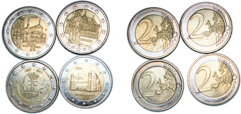 Germany European Union 21th Century Bimetallic 2 Euros (4 Lots) UNC