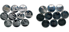 Germany Federal Republic of Germany 1976 The greatest Human Series Token Set (10 Lots weight for all 130gr) Silver (.925) pf