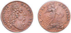 Germany Free imperial city of Nürnberg Holy Roman Empire 1643 - 1715 Rechenpfennig - Louis XIV - Flandre - Pucna Ad Seneffam Copper 4.59g VF Feu 14731...