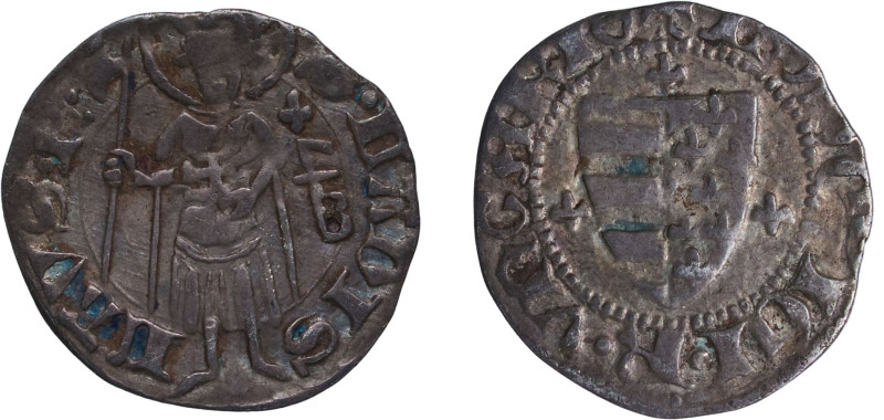 Hungary Kingdom 1382 - 1382 1 Denier - Mary Silver 0.55g XF ÉH 441 H 565