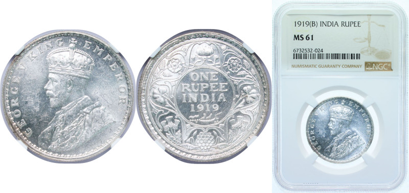 India India - British Raj 1919 • 1 Rupee - George V Silver (.917) Bombay Mint (2...