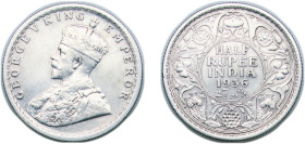 India India - British Raj 1936 ½ Rupee - George V Silver (.917) Calcutta Mint (16919000) 5.8g XF KM 522