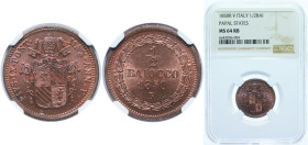 Italy Papal States Italian states 1850 R ½ Baiocco - Pio IX Copper Rome Mint 5g NGC MS 64 RB KM 1355