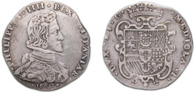 Italy Duchy of Milan Italian states 1657 1 Filippo - Filippo IV Silver 27.5g VF KM 55 Dav ECT 4003 N&V 382 MIR 364