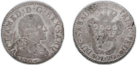 Italy Duchy of Savoy Italian states 1796 20 Soldi - Victorio Amedeo III Silver (.290) 5.43g VF KM 94 MIR 990