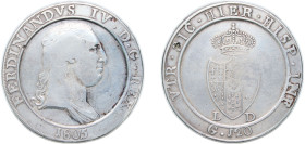 Italy Kingdom of Naples Italian states 1805 120 Grani - Ferdinando IV Silver (.833) Naples Mint 27.23g VF KM 247 MIR 423